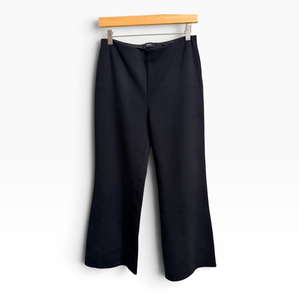 Theory Tailored flat front Black Trousers Quiet Luxury Minimalist Medium